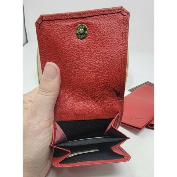 Buxton Bi Fold Wallet Key Wallet and Check Book Cover Cowhide Leather NOS Red - Picture 8 of 8